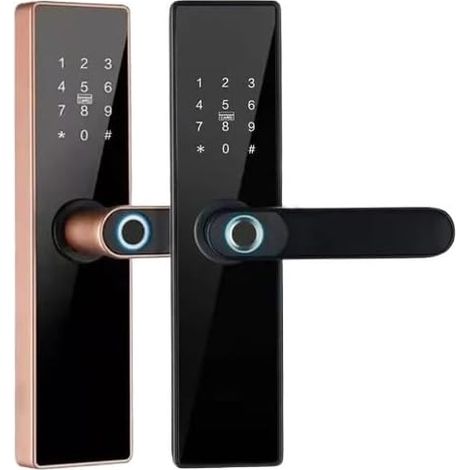 Serrure électronique Bluetooth, Serrure de Porte Intelligente, Serrure à Empreintes digitales, Mot de Passe, clé de Carte IC for Maison Intelligente(24x110 7045,Red Bronze) (1/5)