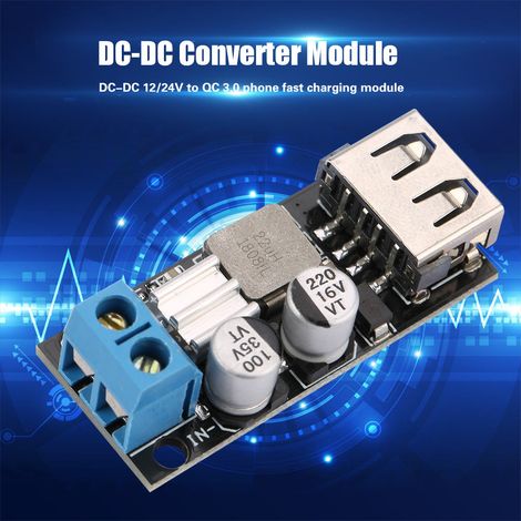 DC-DC-Abwärtswandlermodul 12 V/24 V/6–32 V auf 5 V mit USB QC3.0 Schnellladung (1/5)