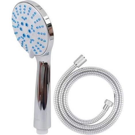 Pommeau de douche - AVIZAR - Set douche - Flexible 1,5 m - Inox/ABS chromé - Jets réglables pluie/massage/spray (1/5)