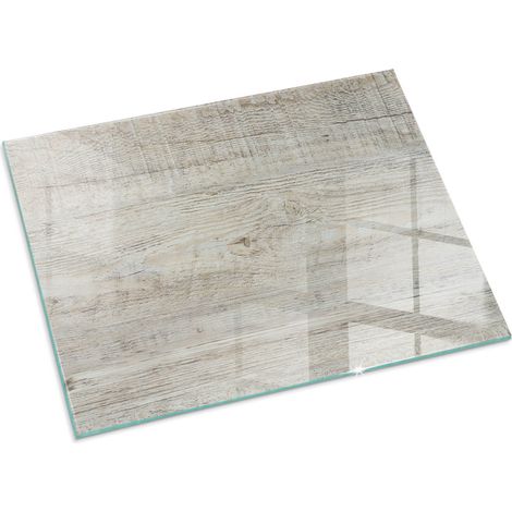 Plaque Rectangulaire pare-feu en verre trempé pour cheminée protection du sol contre la chaleur Texture bois clair 80x60 cm (1/5)