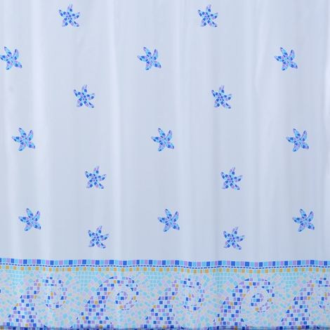 TENDA DOCCIA IN TESSUTO AZZURRO 120X200