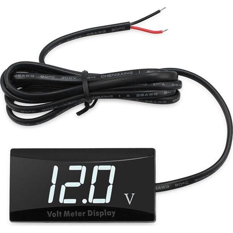 Voltmetro per batteria da 12V, display digitale, indicatore LED universale per auto e moto, luce bianca