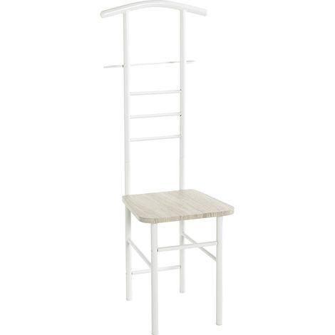 Valet de chambre Chaise de dressing Valet multifonctionnel avec assise Chêne, blanc, MDF, métal - Dimensions : L 46 x H 119 x P 50 cm, Style : Moderne (1/5)