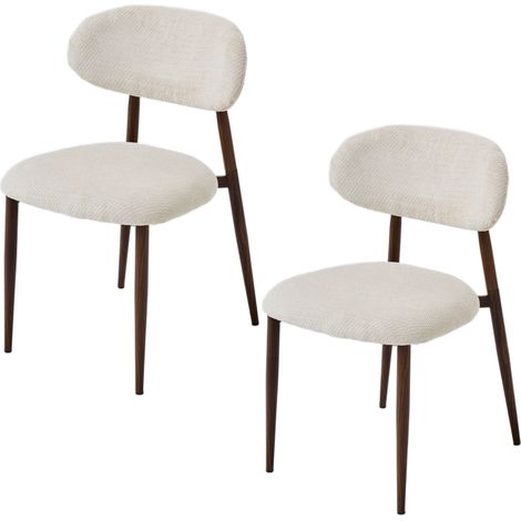 PPkrimnel Lot De 2 Chaises À Manger Beige Avec Pieds Noyer