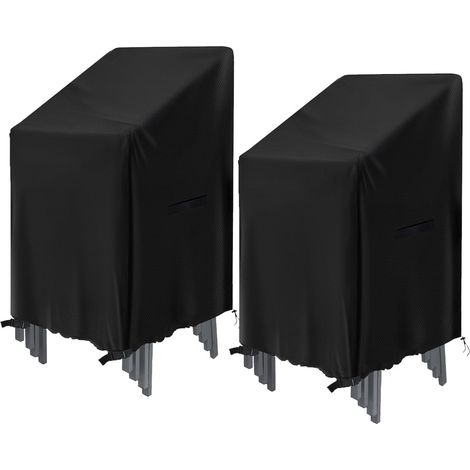 Lot de 2 housses de chaise empilables - 72 x 72 x 120 cm, tissu Oxford imperméable pour jardin et balcon. (1/5)