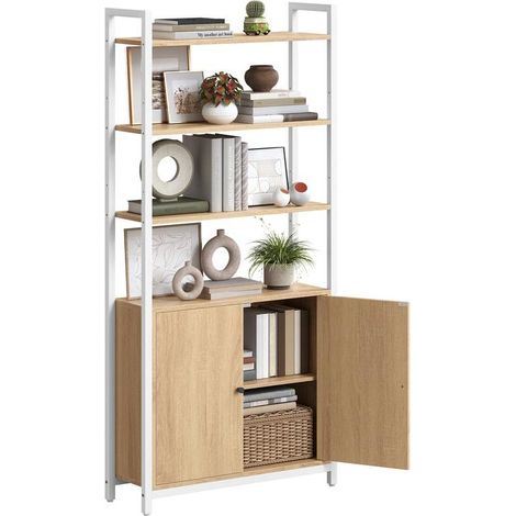 Bibliothèque verticale design épuré réglable 24 x 60 x 159,5 cm pour salon chambre en aggloméré noir (1/2)