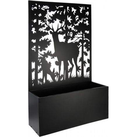 Esschert Design – Bac à fleurs avec treillis en fer – Dimensions L 39 x l 100,4 x H 140,5 cm – Volume 156L – Motif cerf décoratif (1/8)
