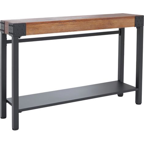 [NEUWERTIG] Konsolentisch HHG-989, Telefontisch Beistelltisch Tisch, Industrial Retro Holz 82x120x31cm braun Metall schwarz (1/5)