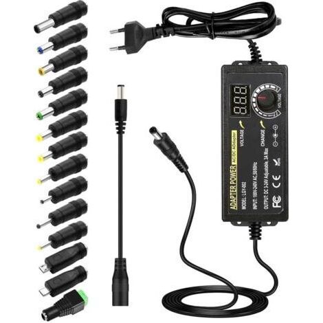 NALOOKAMIC 3A 72 W Adaptateur Secteur Universel,3V24V avec Affichage LED Tension et 14 Embouts,pour Les Appareils Electroniques Domestiques (1/5)