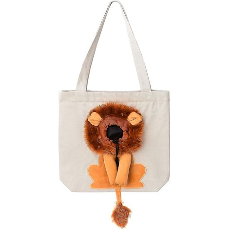 Outcrop kleine Löwen-Schultertasche für Haustiere, aus Canvas, hellgrau, ideal zum Tragen von Hunden und Katzen. (1/4)
