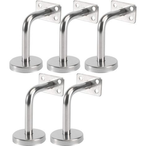 5 pièces Supports De Main Courante Acier , Murale Supports de Main Courante pour Escalier Exterieur Intérieur , Rampe Escalier Bois , Rail D'escalier (6x8x5cm/2.7x3.1x2.0in) (1/5)
