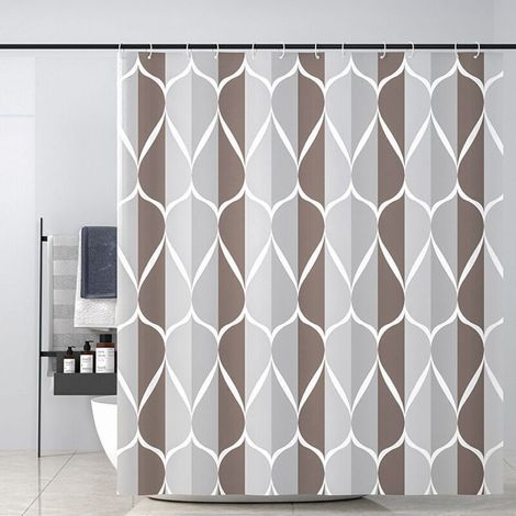 Rideau de Douche, Lavable,Rideaux de Douche en Tissu Impermeable,Lavable en Machine, en Polyester avec 12 Anneaux + Une Corde magnétique(Gris,180 x 200 cm) (1/3)
