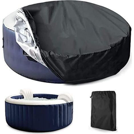 Bâche de protection pour spa rond 210 cm – Tissu Oxford 210D résistant aux UV et à l'eau – Cordon ajustable pour maintien sécurisé (1/5)
