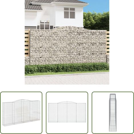 Schalldämmung - Gabione mit Hochbogen 400x50x200/220 cm Verzinktes Eisen (1/5)