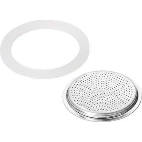 Blister 1 piastrina + filtro + 1 guarnizione di ricambio per Caffettiera Orzì - Specifiche: 4 tazze