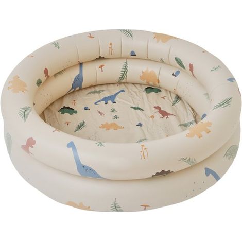 Aufblasbares rundes Kinderbecken 90 cm mit niedlichem Dinosaurier-Motiv 2 Luftringen sicheres PVC-Planschbecken für Kleinkinder für drinnen und (1/2)