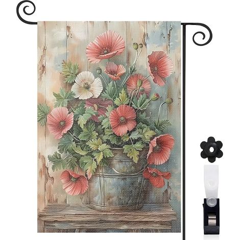 Drapeau de jardin extérieur décoration saisonnière toile lavable double face 30 x 45 cm pour entrée maison (1/5)