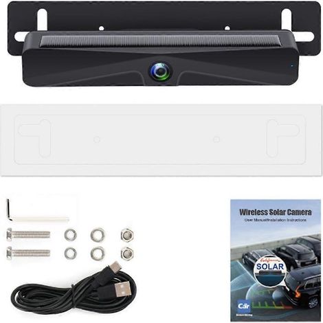 Caméra de recul pour plaque d'immatriculation de voiture 1080p, caméra de vision arrière à énergie solaire (1/5)
