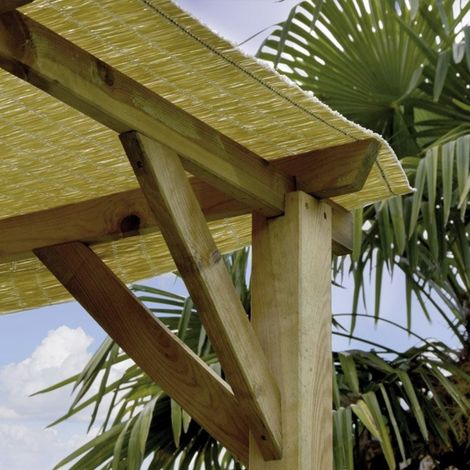 Verdelook – Pergola en bois imprégné 3 x 3 mètres – 4 poteaux 9x9 cm – Traverses et pannes rainurées – Pour espaces extérieurs (1/3)