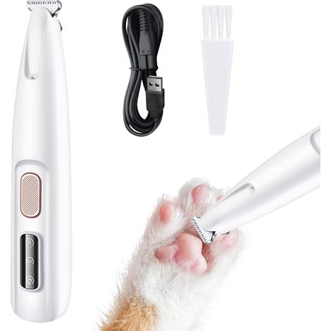 Tondeuse électrique pour poils de chien, silencieuse, avec lumière LED, pour les pattes, pour une finition et un entretien réguliers à domicile.-AquaForge