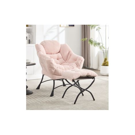 Sillón lounge con ottoman rosa y bolsillo lateral OKMYHOME (1/5)