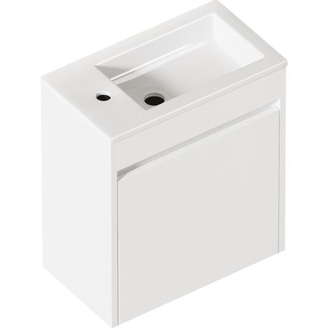 Meuble de salle de bains blanc 46 cm. Meuble de rangement spacieux - 1 porte à fermeture amortie