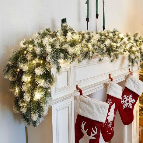 Guirlande De Noël En Rotin Avec Lumières Led - 200 Cm - Pour Décoration Intérieure Et Extérieure - Porte Rampe D'escalier Cheminée (1/5)