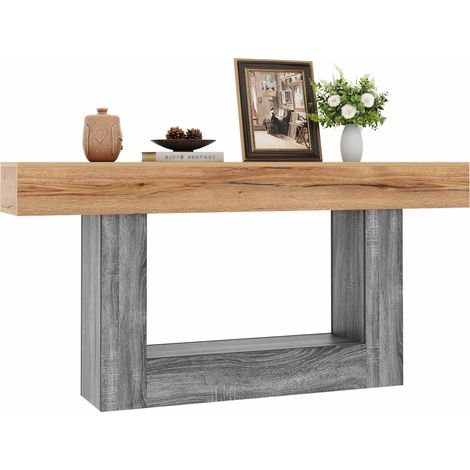CHICFURN Consola 160x30x82,5 cm efecto madera natural y gris con doble almacenaje (1/5)