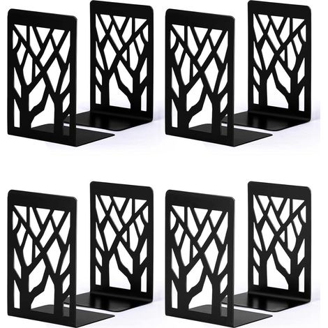 Buchstützen Metall 4 Paar Schwarz für Regal, Ordner, DVD, CD (1/5)