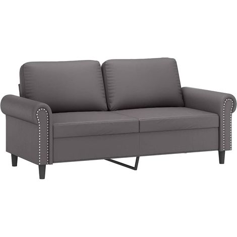 Divano a 2 Posti Sofa Grigio 140 cm in Similpelle (1/5)