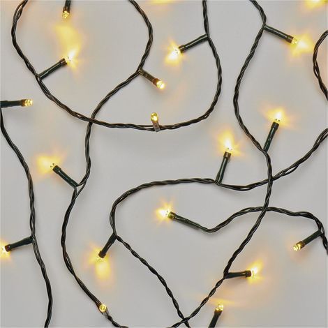 Guirlande lumineuse LED, blanc chaud, 2,8 m, fil noir avec 40 LED, fonction minuterie 6/18 h, fonctionne avec piles (3 x AA), durée d'éclairage 10 000, IP44, pour l'intérieur et (1/5)