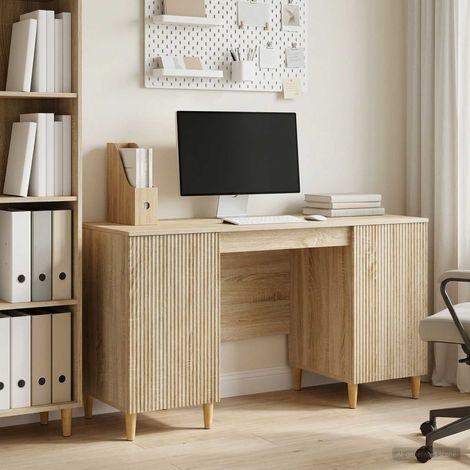 vidaXL Bureau Chêne Sonoma 142,5 x 50 x 75 cm Bois d'ingénierie (1/5)