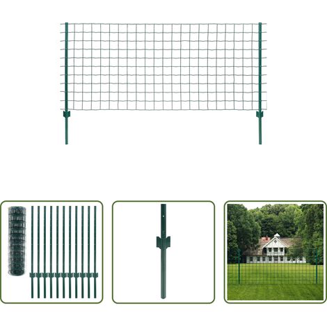 Clôture pour animaux - Clôture Euro Acier 20x1 m Vert (1/5)