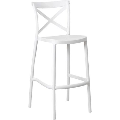 Sgabello alto da bar in plastica polipropilene bianco sprint h 75 cm