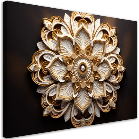 Tableau sur toile Fleur abstraite dorée AI 3d 90x60 (1/5)
