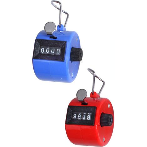 royaluxe - Compteur Manuel 4 Chiffres Lot de 2 Compteur Mécanique Sans Batterie Rouge et Bleu, 4,3 cm x 4,3 cm x 5,2 cm,Tours/Sport/Entraîneur/école/événement,Petit et Facile à Transporter. (1/5)