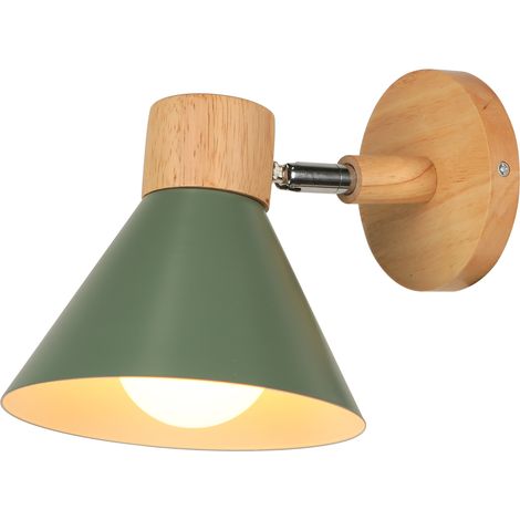 Lámpara de Pared Moderno Sencillo Aplique de Pared Metal Madera Iluminación de Pared Ajustable Verde Oscuro