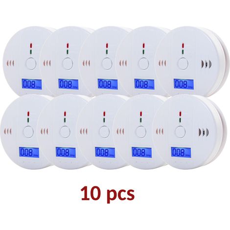 10 Year Life Carbon Monoxide Alarm,Digital Display CO Detector,Battery powered(10-pack) (1/4)