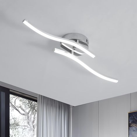 Plafonnier LED Intérieur 12W 1300LM 6500K 2 Barres, 52CM Argent (1/5)