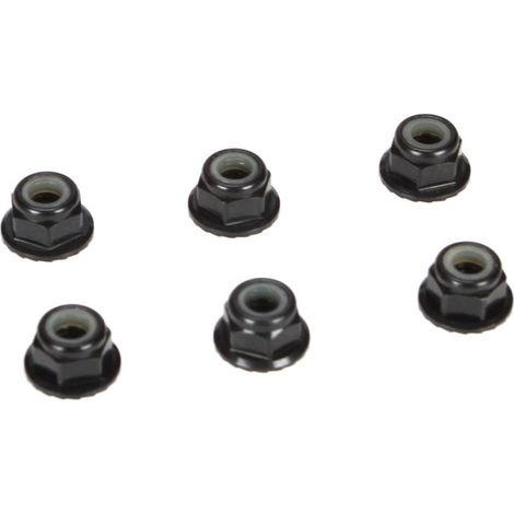 4mm Aluminum Serrated Lock Nuts Black (6)