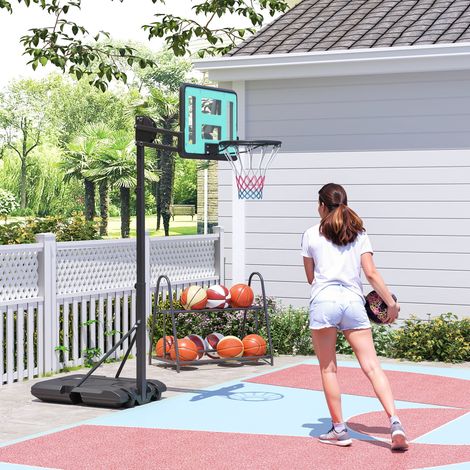 Panier de basket extérieur hauteur réglable 146-236cm panier de basket sur pied à roulettes base remplissable noir