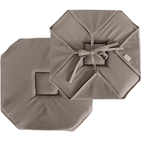Homemaison – Galette de chaise 40 x 40 cm – Tissu 100% polyester bachette 120g/m² – Fixation par 4 rabats – Coloris marron vison