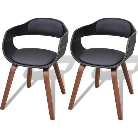 Sillas de comedor 2 uds madera curvada y cuero sintético negro vidaXL (1/5)