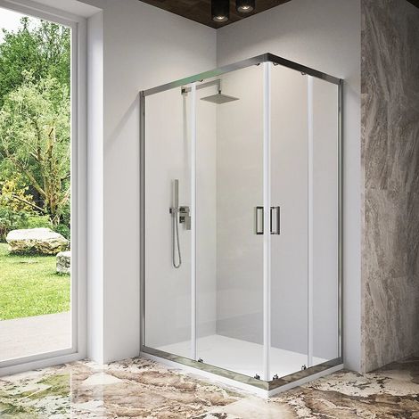 Box doccia 80x120 cm angolare scorrevole profili cromati vetro 6mm trasparente h185 Tonga