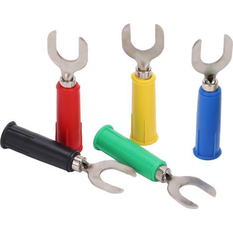 Lot de 10 connecteurs électriques fourche U en laiton 8mm, cosse à souder PVC, trou 4mm, fiche banane Y, câblage auto (1/5)
