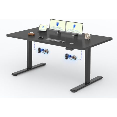 FlexiSpot Bureau Assis Debout 180 x 80 cm avec 2 Moteurs, Noir