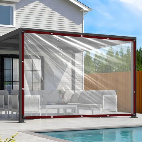 Transparente, robuste, wasserdichte Kunststoffplane mit Ösen für Terrassenzäune und Gewächshäuser (2x4m) (1/5)