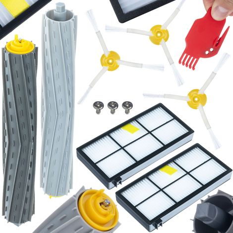 Set de accesorios para iRobot Roomba 800 900 2x filtros HEPA 3x cepillos de 3 brazos 2x rodillos de goma 1x juego de herramientas de limpieza