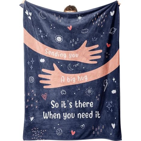 Cadeaux de prompt rétablissement pour femmes et hommes, je pense à toi/sympathie/cadeaux après une opération chirurgicale pour amis, sœurs, collègues, couvertures douces 100 x 130 cm (1/3)