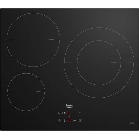 60 cm induktionskochfeld mit 3 kochzonen, 7200 w, schwarz - Beko - HII63402MT